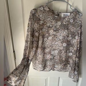 Alice Blue sheer floral top with bell sleeves